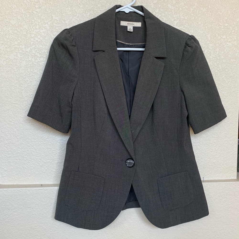 Merona Blazer Gray Single Button - Picture 4 of 7